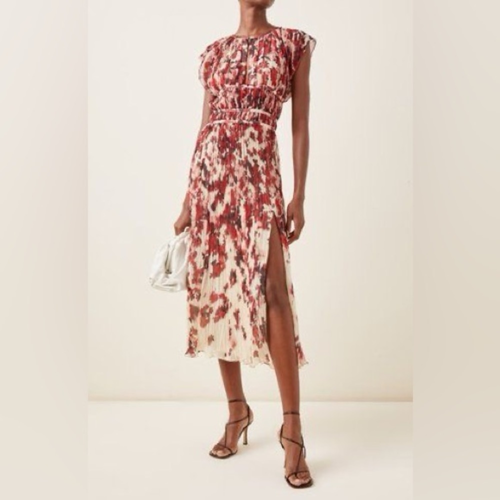 Altuzarra Angi Red and Cream Midi Dress